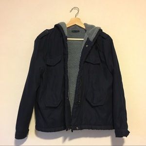 Brandy Melville Navy Fur-Lined Jacket